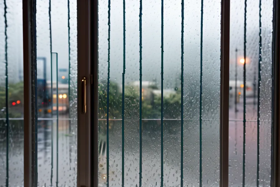 Regennasses Fenster mit Blick auf eine nächtliche Straße, Stimmungsbild für berufliche Neuorientierung und Burnout-Recovery im Alltag als Generator